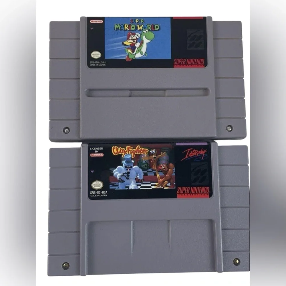 Super Nintendo SNES Video Game Console Bundle 4 Games Clay Fighter - Mario 🔥 - Picture 2 of 6